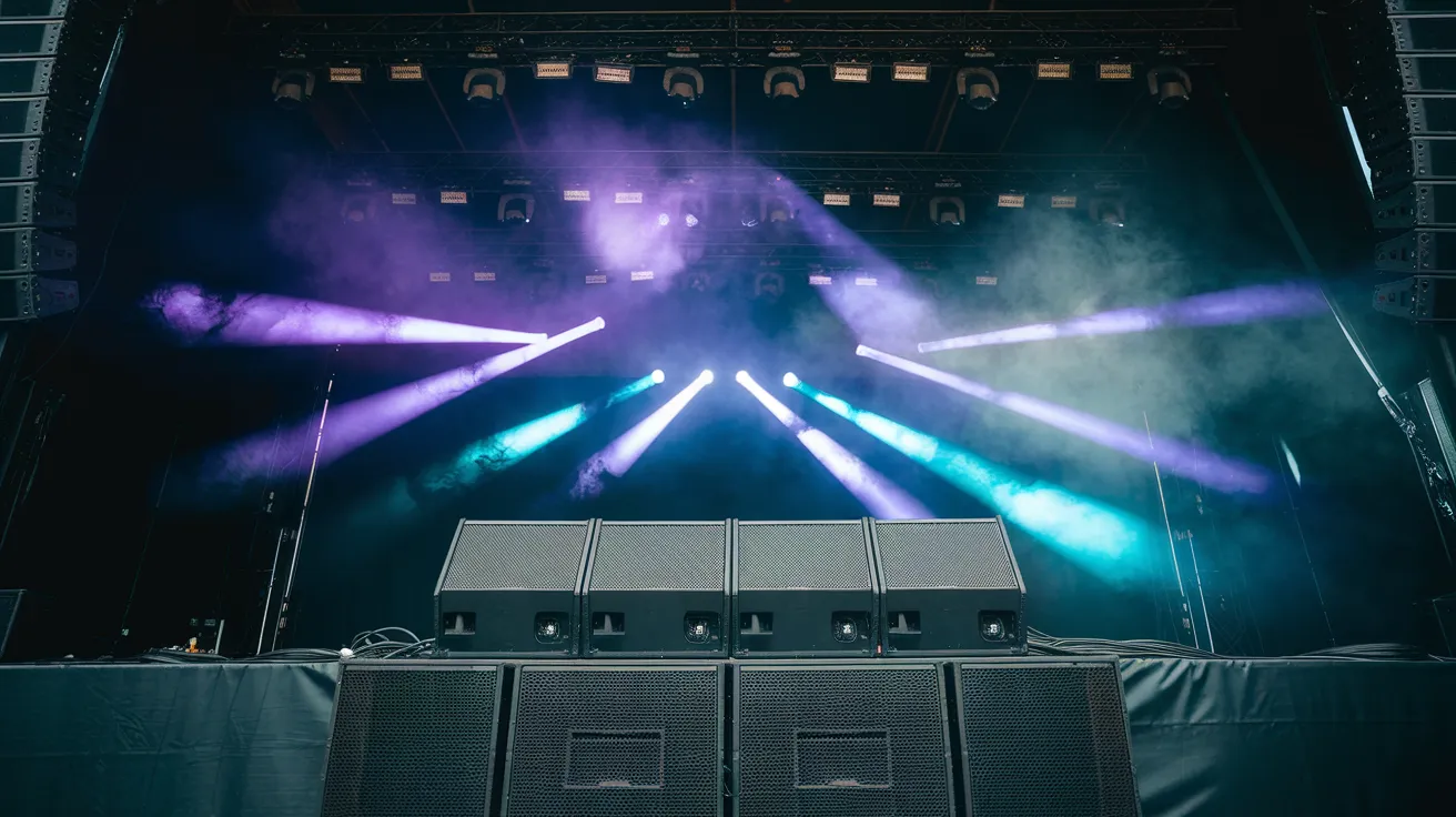 Festivalové reproduktory a zvukové vlny — hlasitost na rave